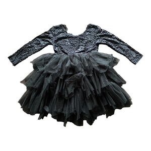 😍2/$20 Black Lace Tulle Tiered Dress Gown Sz 4-6X
